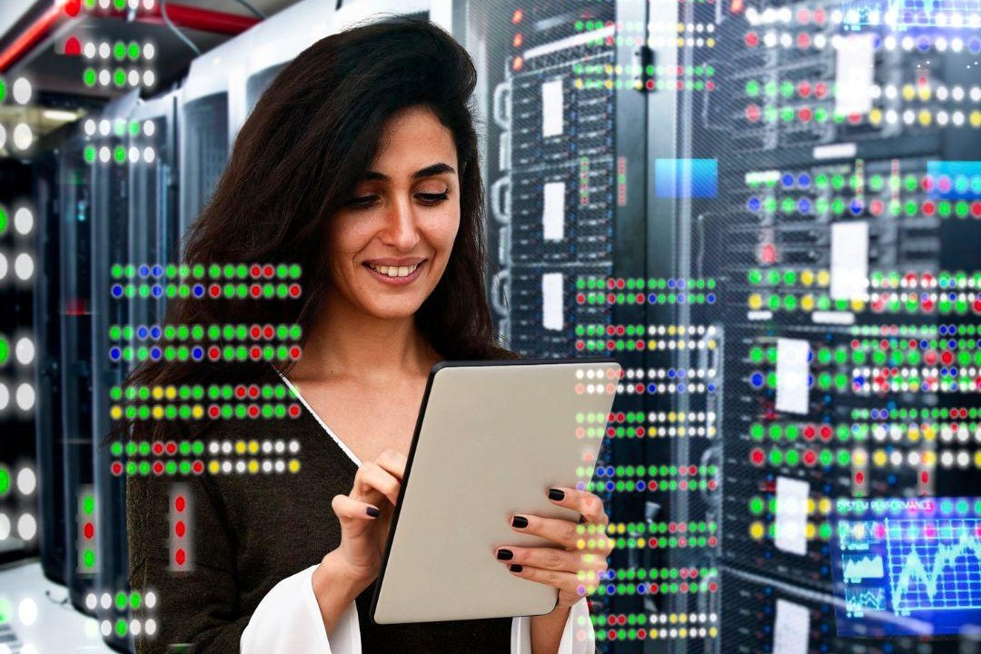 woman engineer on tablet