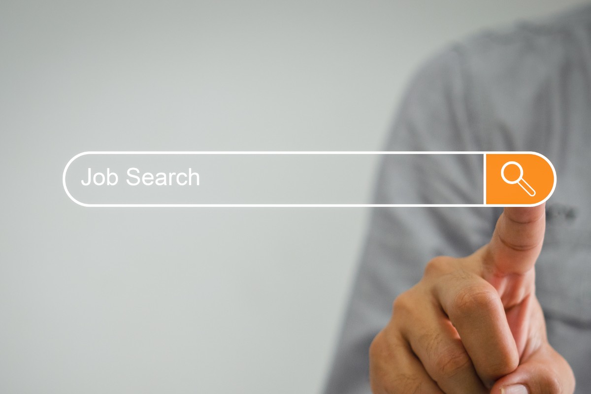 Job Search bar with a finger pointing at it