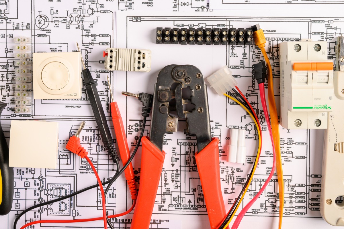 Engineer working on a circuit board