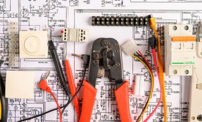 Engineer working on a circuit board